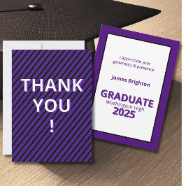Paarse Strepen Thema Afstuderen Bedankkaart