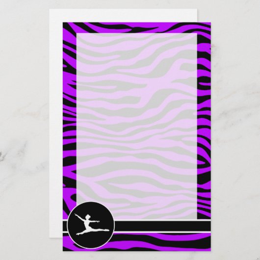 Paarse strepen van elektrische zebra; ballet briefpapier (Voorkant / Achterkant)