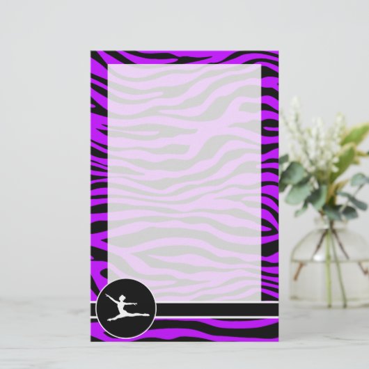 Paarse strepen van elektrische zebra; ballet briefpapier (Staand voorkant)