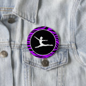 Paarse strepen van elektrische zebra; ballet ronde button 7,6 cm (In situ)