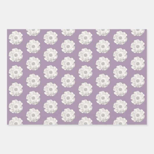 Paarse Strepen Witte Parels Bloem Inpakpapier Vel (Voorkant 3)