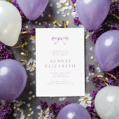 Paarse strik meisjes verjaardagsuitnodiging kaart