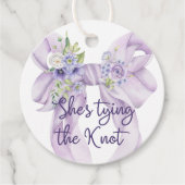 Paarse Strik Zij Knoopt de Knoop Bruiloft Feest Bedankjes Labels (Voorkant)