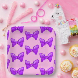 Paarse strikken papieren bordje