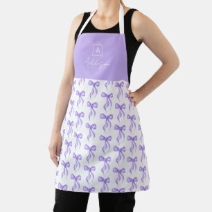 Paarse Strikpatroon Monogram Gepersonaliseerd Schort