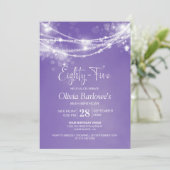 Paarse String Lights 85e Verjaardagsfeest Kaart (Staand voorkant)