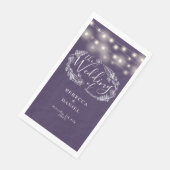 Paarse String Lights bloemenscript bruiloft Servet (Hoek)