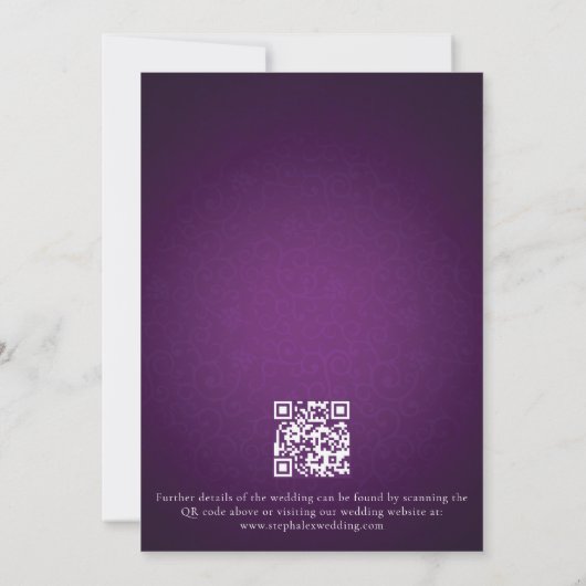 Paarse String Lights QR-code Sla de datum op Save The Date (Achterkant)