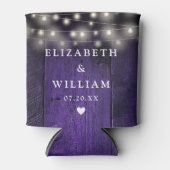 Paarse String Lights Rustiek Hout Boho Schuur Huwe Blikjeskoeler (Voorkant)