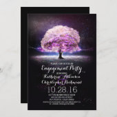 paarse String Lights Tree Engagement Party Uitnodi Kaart (Voorkant / Achterkant)