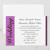 Paarse stripe Chocolate Brown Wedding Invitation Kaart (Voorkant / Achterkant)
