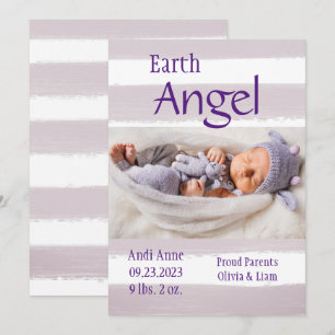 Paarse Stripe Foto Earth Angel Birth Announounding Aankondiging