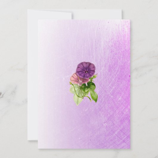 Paarse StripePetunia's en gouden bruiloft uitnodig Kaart (Achterkant)