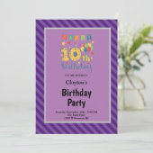 Paarse Stripes, 10e verjaardag Kaart (Staand voorkant)