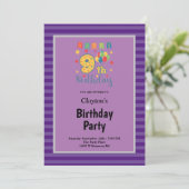 Paarse stripes, negende verjaardag kaart (Staand voorkant)