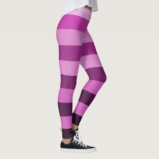 Paarse Stripes Patroonkleurblok Leggings (Rechts)