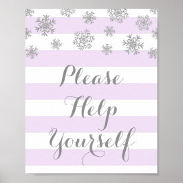 Paarse Stripes Silver Snow Help uzelf Poster