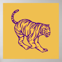 Paarse Stripes Wilde Cat Tiger Illustratie