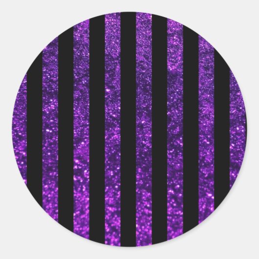 Paarse strips, glitterstrips, strips ronde sticker (Voorkant)