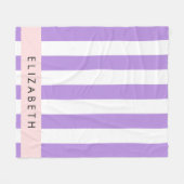 Paarse strips, strips, lijnen, Jouw naam Fleece Deken (Voorkant (Horizontaal))