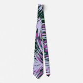 Paarse Stropdas met Abstract groen patroon (Voorkant)