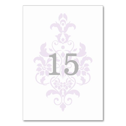 Paarse subtle Damask Table Kaart (Voorkant)