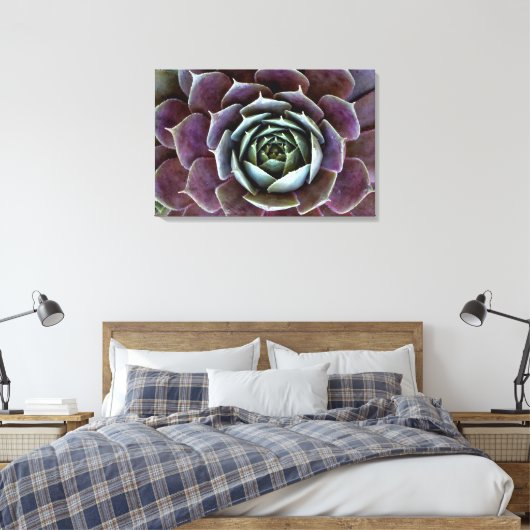 Paarse Succulent Close-up Canvas Afdruk (Insitu (Slaapkamer))