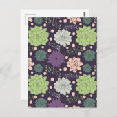 Paarse Succulents Floral Pattern Briefkaart (Voorkant / Achterkant)