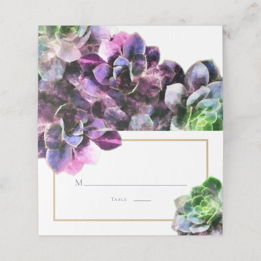 Paarse Succulturen met blauwe tekst Tan Line Weddi (Buitenkant ongevouwen)