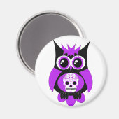 Paarse Sugar Skull Uil Magnet Magneet (Voorkant / Achterkant)