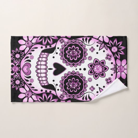 Paarse suikerschedel bad handdoek (Handdoek)