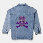 Paarse suikerschedel Dag van de dode schedel Denim Jacket (Achterkant)