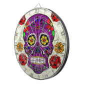 Paarse Suikerschedel (Dag van de Doden) Dartbord (Voorkant Rechts)