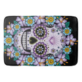 Paarse suikerschedel met bloemen badmat (Voorkant)