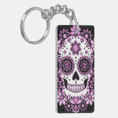Paarse suikerschedel sleutelhanger (Voorkant Links)