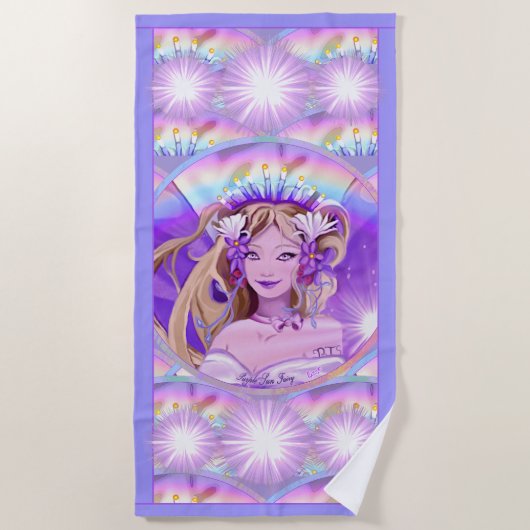 Paarse Sun Fairy Beach Towel Strandlaken (Voorkant)