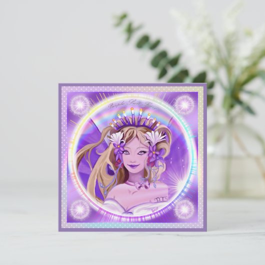 Paarse Sun Fairy-blanco kaart (Staand voorkant)