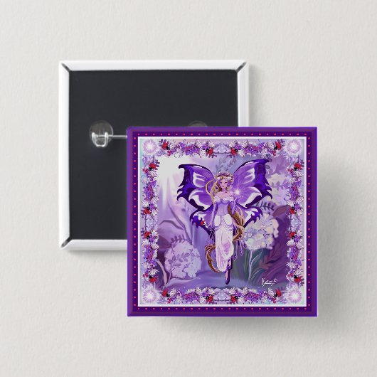 Paarse Sun Fairy Button (Voorkant /achterkant)