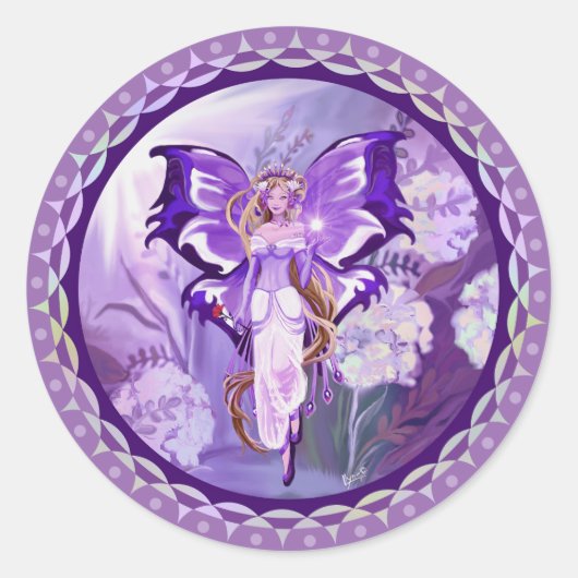 Paarse Sun Fairy Classic Round Sticker (Voorkant)