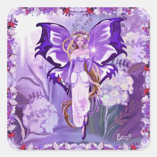Paarse Sun Fairy Classic Square Sticker (Voorkant)