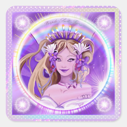 Paarse Sun Fairy Classic Square Sticker (Voorkant)