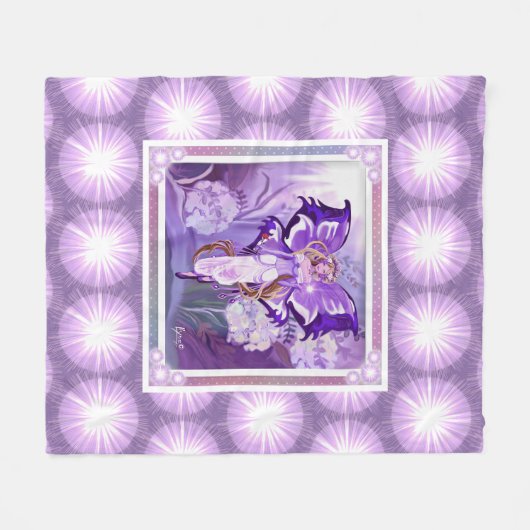 Paarse Sun fairy Fleece Blanket (Voorkant (Horizontaal))