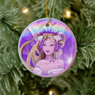 Paarse Sun Fairy Keramisch Ornament