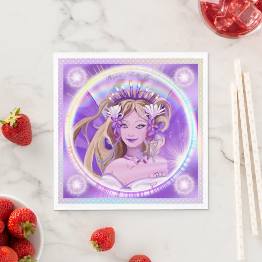 Paarse Sun Fairy Napkins Servet (Insitu)