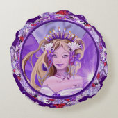 Paarse Sun Fairy Rond Kussen (Achterkant)