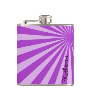 Paarse Sunburst "Voeg Jouw naam toe" Heupfles