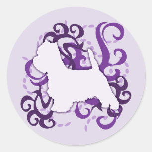 Paarse Swirl Westie Ronde Sticker