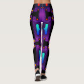 Paarse Synth 80s Android Robot Cyber Robot Leggings (Achterkant)