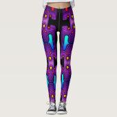 Paarse Synth 80s Android Robot Cyber Robot Leggings (Voorkant)