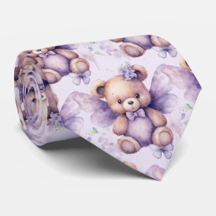 Paarse Syringa Teddybeer Herenstrikdas Stropdas